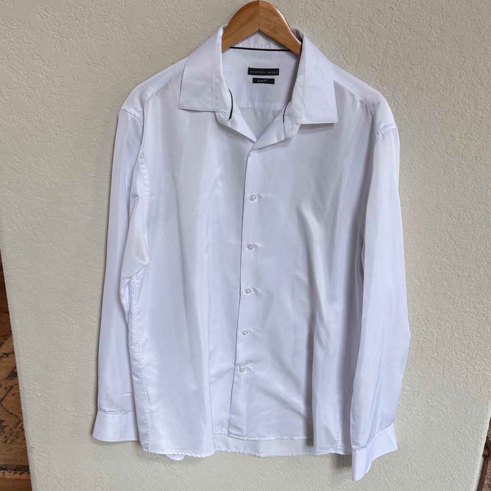 Geoffrey Beene Men's Slim Fit Classic White Dress Shirt Size XL